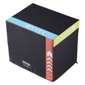 VEVOR 3 in 1 Plyometric Jump Box, 16/14/12 Inch Cotton Plyo Box, Platform & Jumping Agility Box, Anti-Slip Fitness Exercise Step Up Box for Home Gym T