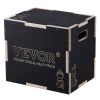 VEVOR 3 in 1 Plyometric Jump Box, 16/14/12 Inch Wooden Plyo Box, Platform & Jumping Agility Box, Anti-Slip Fitness Exercise Step Up Box for Home Gym T