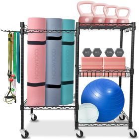 Home Gym Storage Rack, Yoga Mat Storage Rack, Gym Equipment Storage for Yoga Mats, Foam Roller, Dumbbells, Kettlebells and Resistance Bands, Workout E