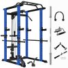 Multi-functional Power Cage, Home Adjustable Pullup Squat Rack 1000Lbs Capacity Comprehensive Fitness Barbell Rack with Gym accessories 7ft Olympic Ba