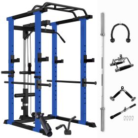 Multi-functional Power Cage, Home Adjustable Pullup Squat Rack 1000Lbs Capacity Comprehensive Fitness Barbell Rack with Gym accessories 7ft Olympic Ba