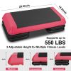 The Red Aerobic Step Platform with 4 Risers Adjustable, Health Club Size Steppers for Exercise with risers for adjustable Home Workout, stair stepper