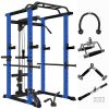 Multi-functional Power Cage, Home Adjustable Pullup Squat Rack 1000Lbs Capacity Comprehensive Fitness Barbell Rack with Gym accessories 7ft Olympic Ba