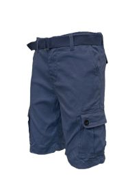Weiv Mens Belted Cargo Shorts Pockets and Belt (Color: Navy, size: 32)