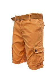 Weiv Mens Belted Cargo Shorts Pockets and Belt (Color: RUST, size: 40)