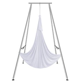 VEVOR Aerial Yoga Frame & Yoga Hammock, 9.67 ft Height Professional Yoga Swing Stand Comes with 6.6 Yards Aerial Hammock, Max 551.15 lbs Load Capacity (Includes Hammock: Yes, Color: White)