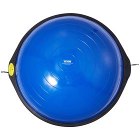 VEVOR Half Exercise Ball Trainer, 26 inch Balance Ball Trainer, 1500lbs Capacity Stability Ball, Yoga Ball with Resistance Bands & Foot Pump, Strength (Top Non-Slip Texture: Wavy Pattern, Color: Blue)