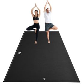 VEVOR Exercise Mat, Non Slip High Density Premium Yoga Mat, Exercise Yoga Mat for Men Women, Fitness & Exercise Mat with Bag & Carry Strap, for All Ty (Width: 6 ft, Length: 12 inch)