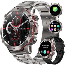 Smart Watch for Men, 1.43" AMOLED HD Full Touch Screen, 100+ Sports Modes, Answer Calls Wirelessly, Fitness Tracker Pedometer Customizable Faces, Comp (Color: Silver+black)