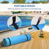 Soozier 12' x 5' Lily Pad Floating Mat with Cup Holder Table, 3-Layer Portable Roll-Up Water Mat Float Dock for 2-3 People, on Lake, River, Beach, Swi